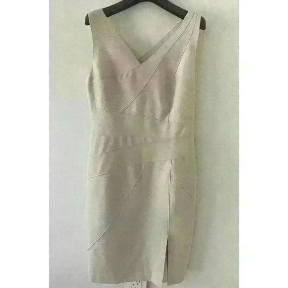 HALSTON HERITAGE BLUSH PINK NUDE BODYCON DRESS 6 NEW - Picture 4 of 7